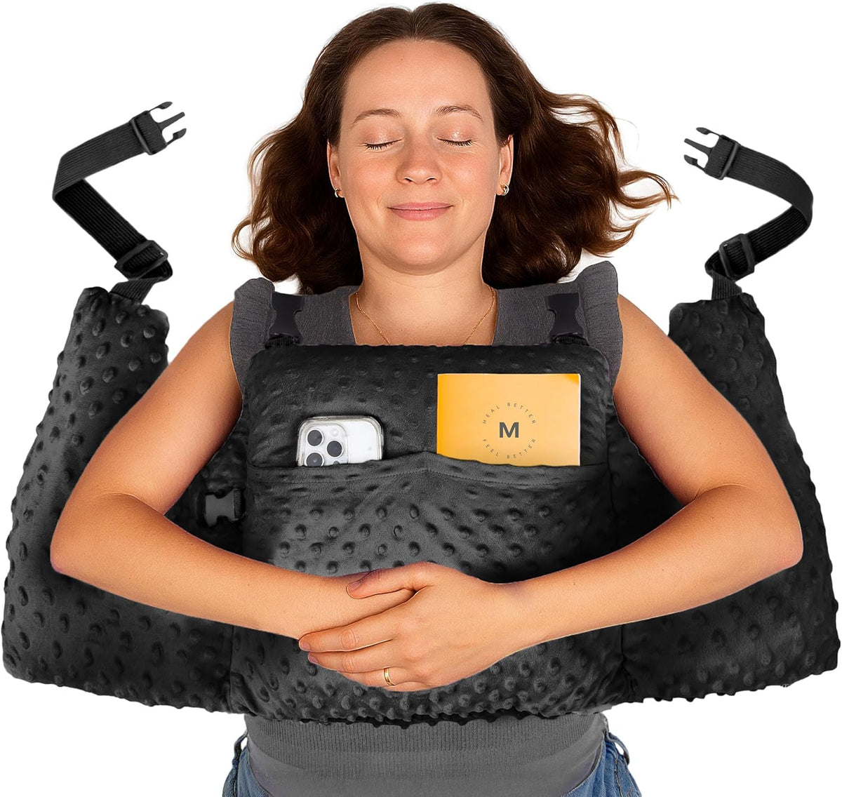 MOYOAMA Post Mastectomy Pillow - Recovery After Breast Cancer Surgery, Breast Augmentation - Lightweight Post Surgery Pillow with 4 Built-in Pockets to Support Healing - Breast Cancer Gifts for Women
