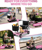 Lightweight Mobility Scooters for Seniors&Adults, Foldable 4 Wheel Scooter