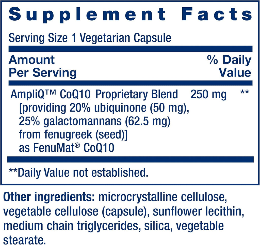 Life Extension AmpliQ CoQ10, Heart Health, Kidney and Liver Health, ubiquinone 50 mg, Advanced Formula, Gluten Free, Non-GMO, Vegetarian, 60 Capsules