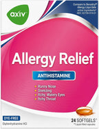 AXIV Allergy Relief Softgels, Antihistamine Medicine & Cold Symptom Relief, Dye-Free Liquid Gels, 25 mg Diphenhydramine HCl, Runny Nose, Sneezing, 24 Count (24 Softgels)