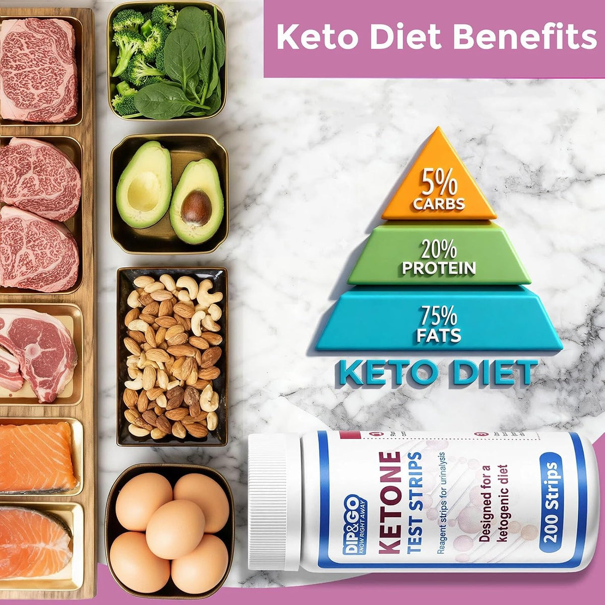 200ct Ketone Test Strips, Keto Strips Urine Test, Ketosis Test Strips