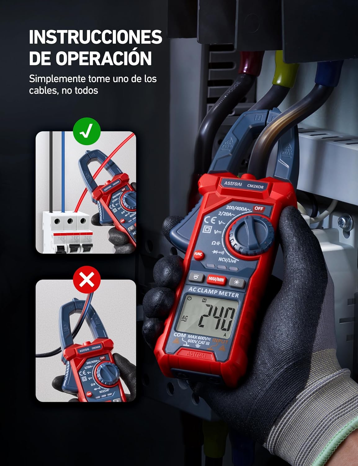 AstroAI Clamp Amperimeter, Professional Digital Multimeter, Polymeter, Voltmeter, Tester for AC Current, AC/DC Voltage, Resistance, Frequency, Capacitance, Continuity, Test Diodes