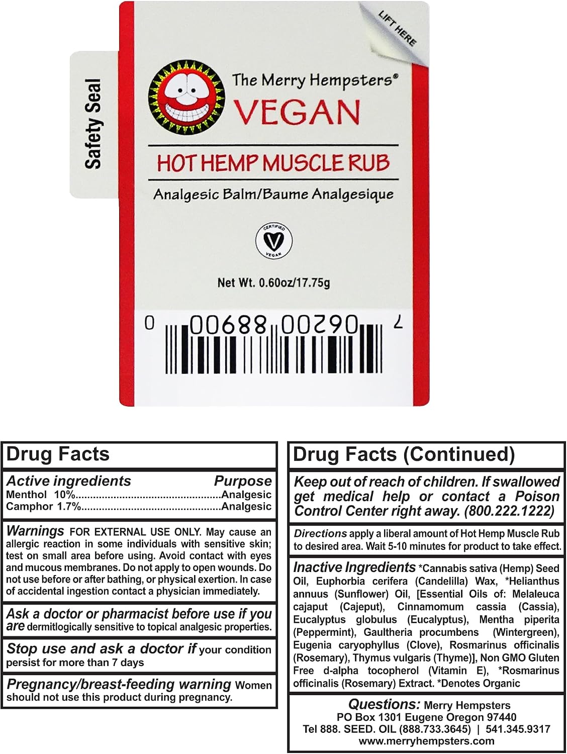 Merry Hempsters Vegan Hot Hemp Muscle Rub Single (2-Pack)