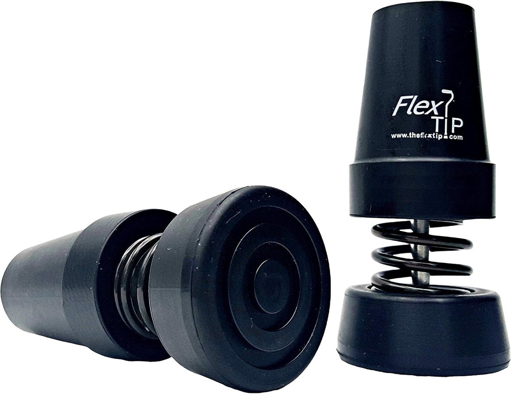 FlexTIP – Round Rubber Replacement Tip for Fashionable Walking Canes – Anti-Shock, Bending, All-Terrain Stability & Traction – Universal Attachment for 3/4” ID Walking Stick, Solid or Aluminum