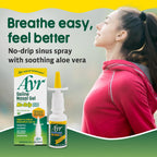 Ayr Saline Nasal Gel No-drip Sinus Spray With Soothing Aloe Vera, 0.75 Fl Oz Spray Bottle, (Pack of 1)
