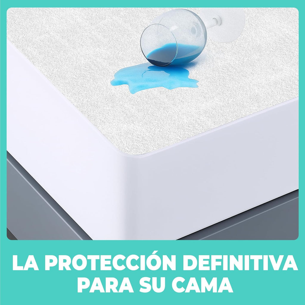 Mattress Protector 90 x 190 cm Waterproof Mattress Cover Fitted Sheet Waterproof Cotton and Microfibre Mattress Cover for Bed Breathable Cover Hypoallergenic Anti-Dust Mite Machine Washable
