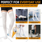 Doc Miller TED Hose Thigh High Anti Embolism Stockings for Women & Men, Hospital Style Surgical Stockings, Plus Size Compression Socks, Support Hose with Inspection Hole