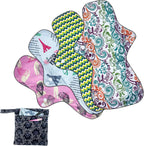 4PCS Overnight Pads 13.5inch Reusable Pads Menstrual Heavy Flow, Washable Cloth Pad with 1 Zipper Bag