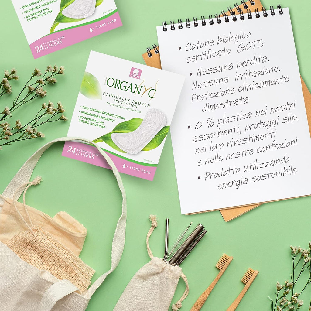 Organyc 100% Organic Cotton Panty Liners for Sensitive Skin, 24 count