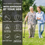 Self Standing Walking Cane Quad Base for Seniors | Lightweight aluminum, foldable design, 31–36 in adjustable height, EVA offset handle, self-standing quad base