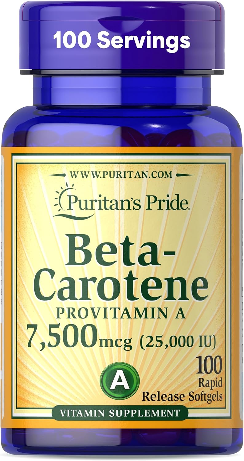 Puritan's Pride Beta Carotene Provitamin A 7,500mcg (25,000 IU)
