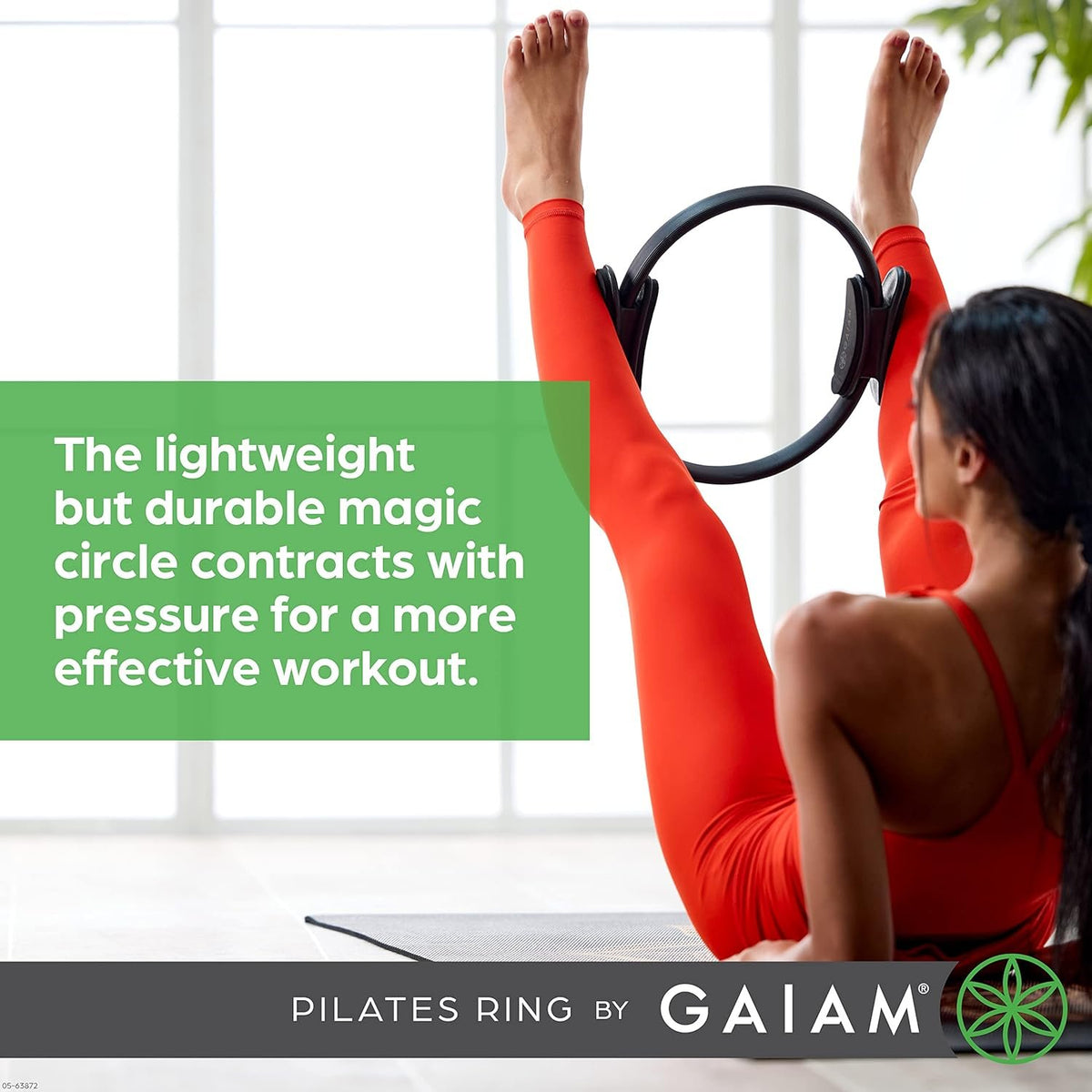 Gaiam Pilates Ring Fitness Circle, Toning Arms, Legs & Core | 15" Magic Circle | Foam Padded Handles | Lightweight & Flexible | Home & Studio | Includes Exercise Guide