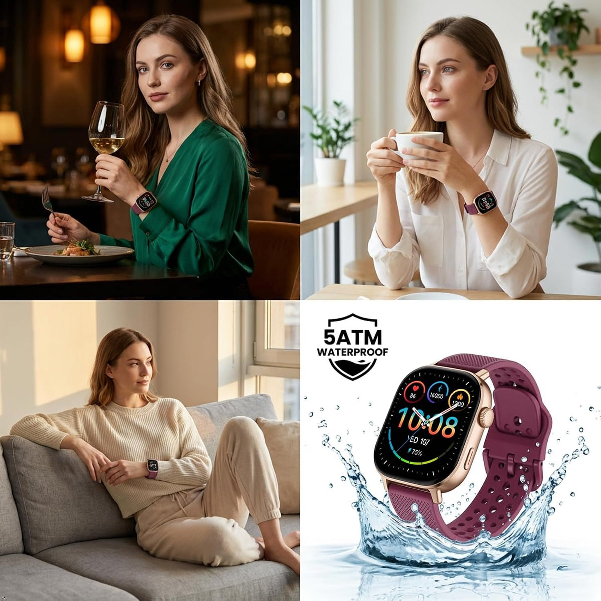 Built-in GPS Distance Tracking Watch for Men and Women, Average Pace Running & Swim Watch, Waterproof, Long Battery Life(Gold)