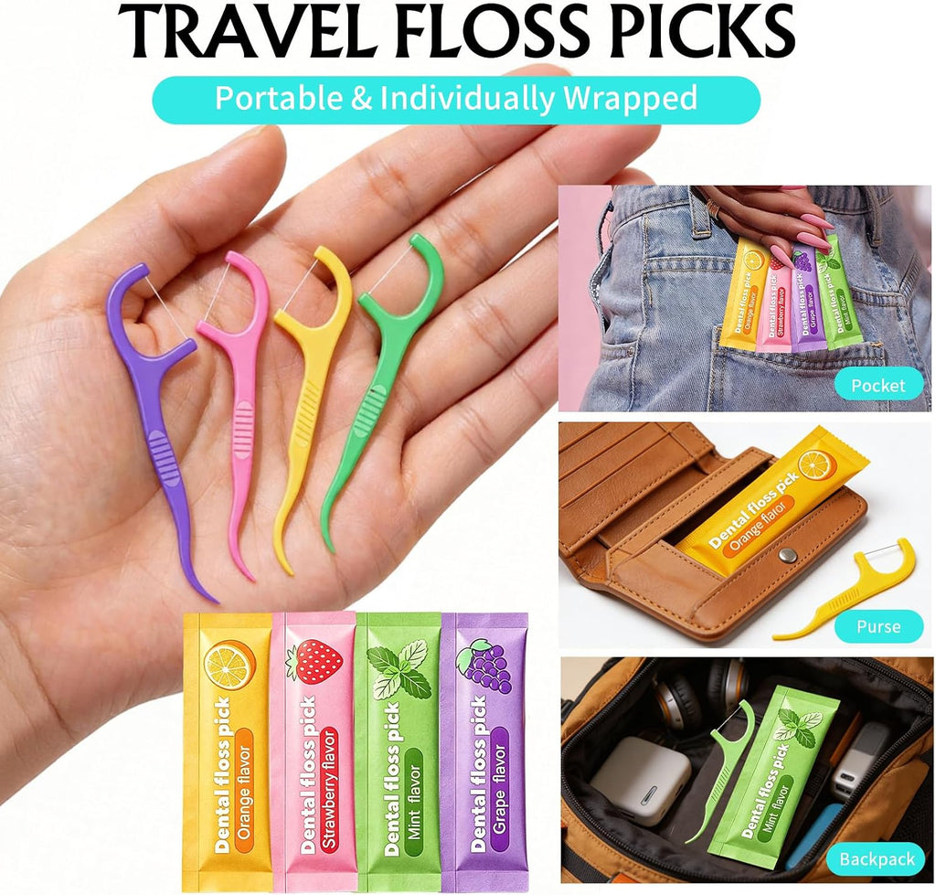 Dental Floss Picks 320/960/1920 Pcs – 4 Flavors Individually Wrapped Floss
