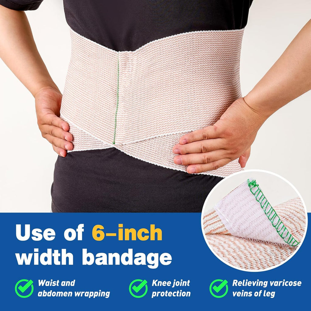 AZEN Premium 8 Pack Elastic Bandage Wrap (2x2", 2x3", 2x4", 2x6"), Compression Wrap Bandage for Legs, Ankle, Knee, Tummy, Body, Latex-Free, Lymphedema Wraps for Legs