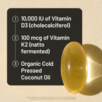 NatureWise Vitamin D3 10,000 IU Plus K2 (MK-7) 200 mcg with Organic Extra Virgin Coconut Oil - Supports Calcium Absorption, Bone, Heart & Immune Health - Non-GMO, Soy & Gluten-Free - 30 Softgels