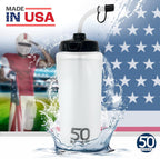 50 Strong | Hockey & Lacrosse Straw Water Bottles, 18-Pack, 1 Liter