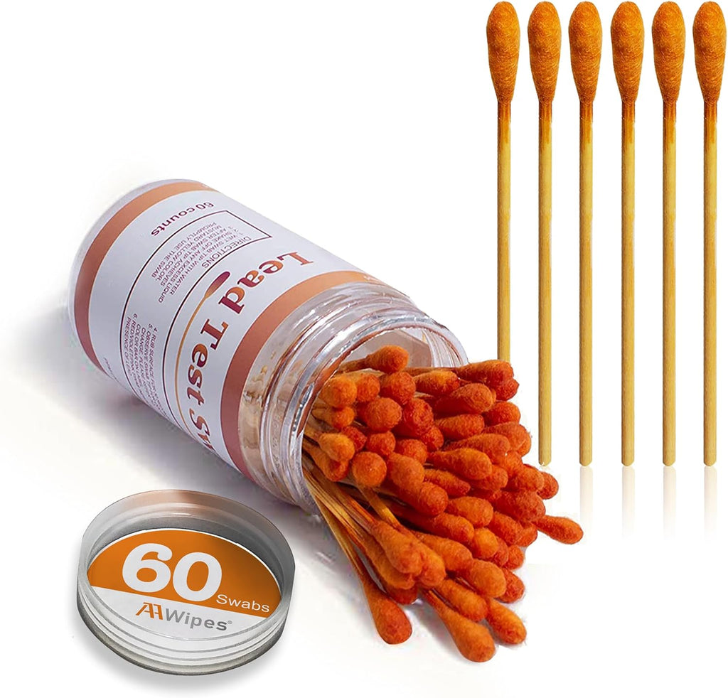 AAwipes Lead Test Kit (60 Rapid Test Swabs) 30 Second Results Using Only Household Water for All Surfaces: Painted, Plates, Toys, Jewelry, Metal,