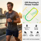 2026 Distance & Pace GPS Running Watch for Runners - Call & Text, AMOLED Large Screen, 50m Waterproof Swimming, Calorie & Step Counter, 2 Bands, Long Battery, for Seniors Men Women（Blue）