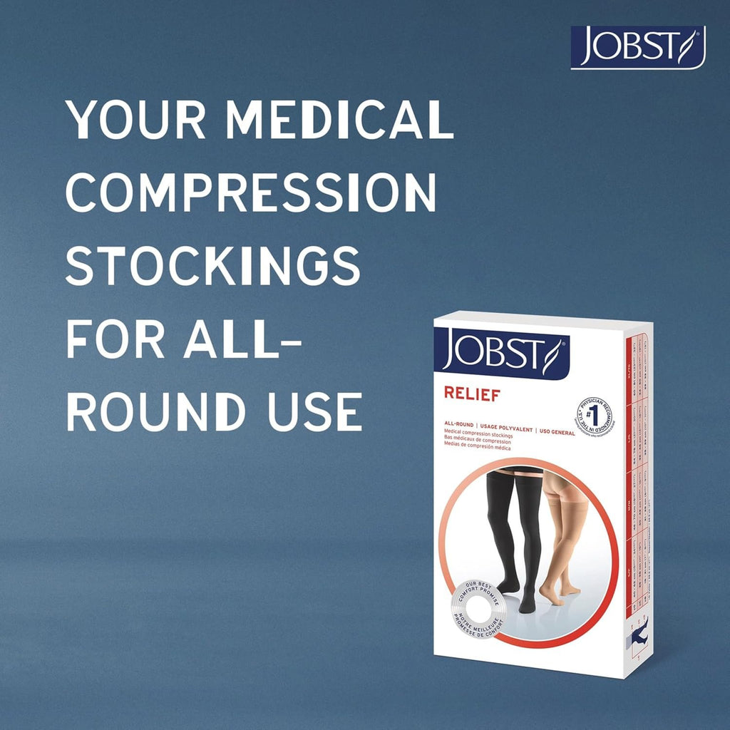 JOBST Relief 20-30 mmHg Knee High Graduated Compression Stockings - Regular Band, Closed Toe