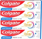Colgate Total Whitening Toothpaste with Fluoride, Bulk 4 Pack, 5.1 oz | Mint Flavor, Anticavity, Antigingivitis, Antisensitivity Toothpaste, Helps Remove Stains, Fights Bacteria