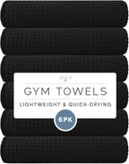 S&T INC. Microfiber Gym Towels, 6 Pack, 16" x 27"