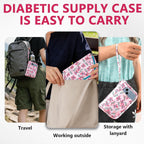 Lightweight Diabetes Travel Case, Diabetic Bag, Pink Flora | Portable Diabetic Supplies Travel Case for Glucometer, Blood Sugar Test Strips, Lancets & Syringes?Case Only ?