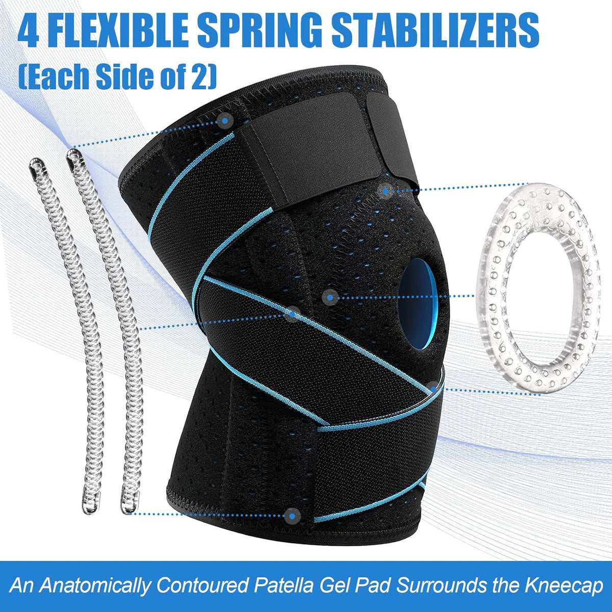 NEENCA Knee Brace for Knee Pain, Adjustable Knee Support with Patella Gel Pad & Side Spring Stabilizers, Knee Wrap for Arthritis, Meniscus Tear, ACL, Knee Pain Relief, Runner, Sport