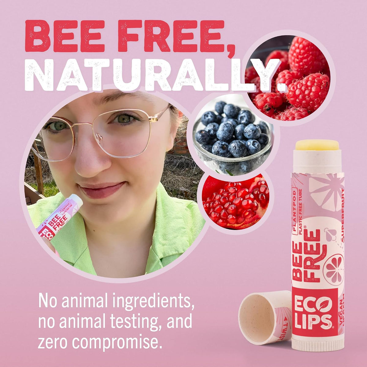 Eco Lips Bee Free Variety Vegan Lip Balm with Candelilla Wax, 3 pack | Nourishes Dry Lips | Plant-Based Ingredients | Cruelty Free | Long-Lasting Moisture | Cruelty & Petroleum Free