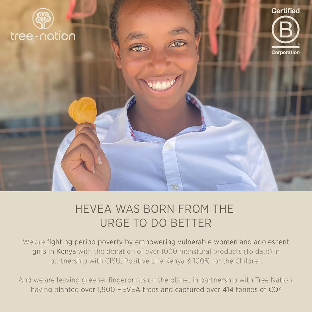 Hevea Loop Menstrual Cup Size 2 (Natural) - Made of 100% Natural Rubber - Softest Menstrual Cup, Use Up to 12 Hours