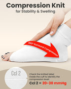 KEMFORD Ankle Compression Sleeve - 1-Pair, Plantar Fasciitis Braces - Open Toe Compression Socks for Swelling, Sprain, Neuropathy, Foot Arch Support for Men and Women - 20-30mmhg, M, White