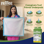 Friends Classic Large Disposable Underpads for Adults (60x90 cm) | 30 Count | Highly Absorbent | Unisex | Rash Protection | Converts Liquids to Gel | Cottony Soft | Anti-Bacterial & Leak-Proof
