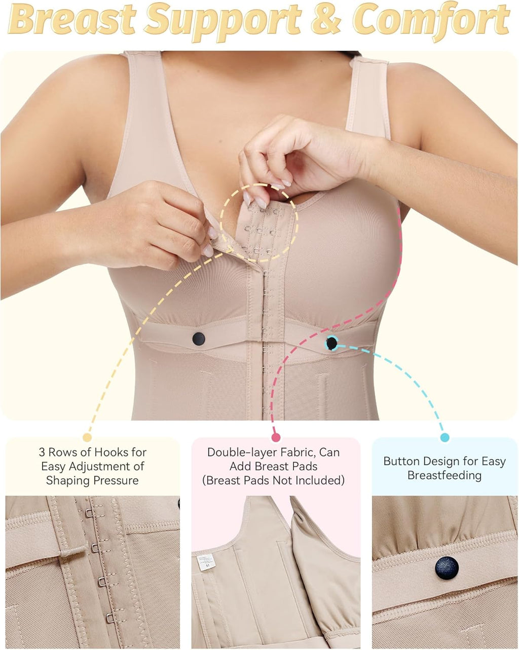 SHAPSHE Fajas Colombianas Moldeadoras Full Body Shaper Postparto Post Surgery Stage 2/3 Tummy Control Compression Garment