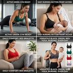 Women's Front Button Wire-Free Bra - Post-Surgery & Nursing Comfort Bralette | Lightly-Padded with Adjustable Strap Comfortable Bra Free Size
