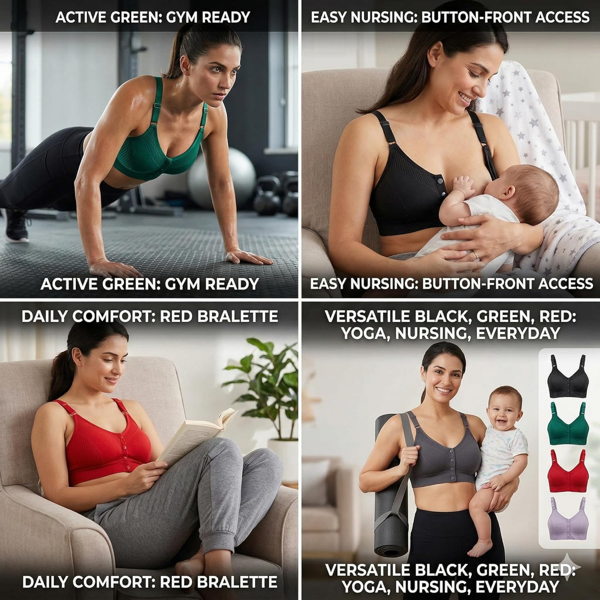 Women's Front Button Wire-Free Bra - Post-Surgery & Nursing Comfort Bralette | Lightly-Padded with Adjustable Strap Comfortable Bra Free Size