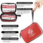 VRIEXSD Premium 320-Piece First Aid Kit, Waterproof EVA Hard Shell Case,Red