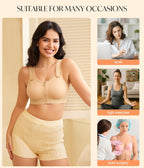 CYDREAM Zip Front Closure Wireless Bras for Women Full Coverage Post Surgery Compression Back Smoothing Comfort Adjustable