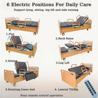 Electric Rotating Hospital Medical Beds for Senior Disabled Home Care Use | 750lbs, 90° Rotated Nursing Beds for Home Care with Adjustable Lateral Tilt & Backrest Leg Height