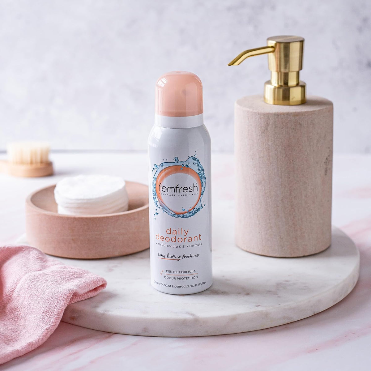 Femfresh Daily Deodorant 75g, Long-Lasting Freshness and Comfort for Intimate Skin, With Calendula & Silk Extracts, Odour Protection, Dermatologically & Gynaecologically Tested