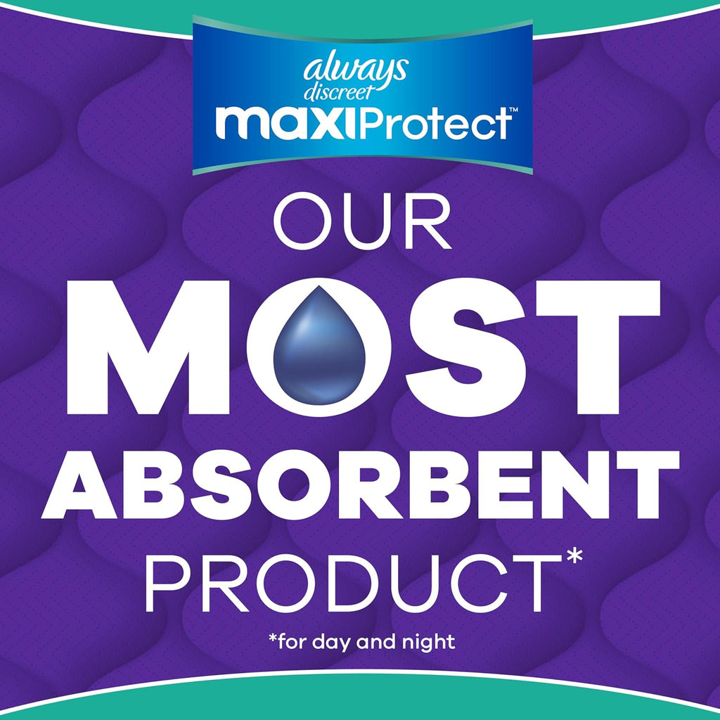 Always Discreet MaxiProtect Adult Diapers for Women, Incontinence Underwear, Postpartum Essentials, Bladder Leak Protection, Disposable Briefs, Maximum Plus Absorbency, Size L, 14 Count