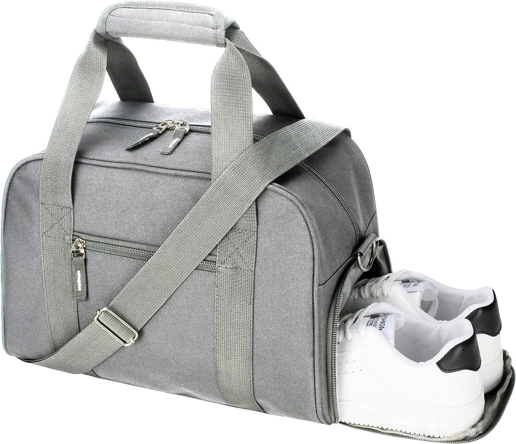 SeaRock 14 inch Small Gym Bag for Men & Women, Mini Duffle Bag with Shoe Compartment, Carry On Duffel Bag for Travel Sports, Gray