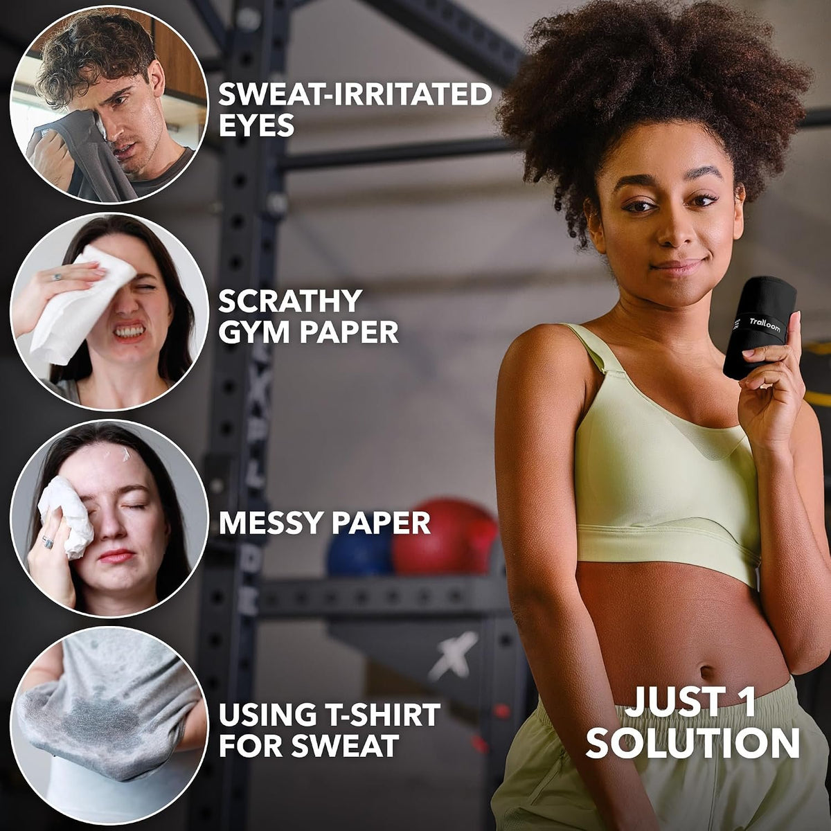 Trailoom Microfiber Gym Towels, Quick Dry, Highly Absorbing, Odor-Free | Men & Women - Workout Sweat Sports Towel for Hot Yoga, Tennis, Running, Exercise, Working Out, Camping, Set of 5