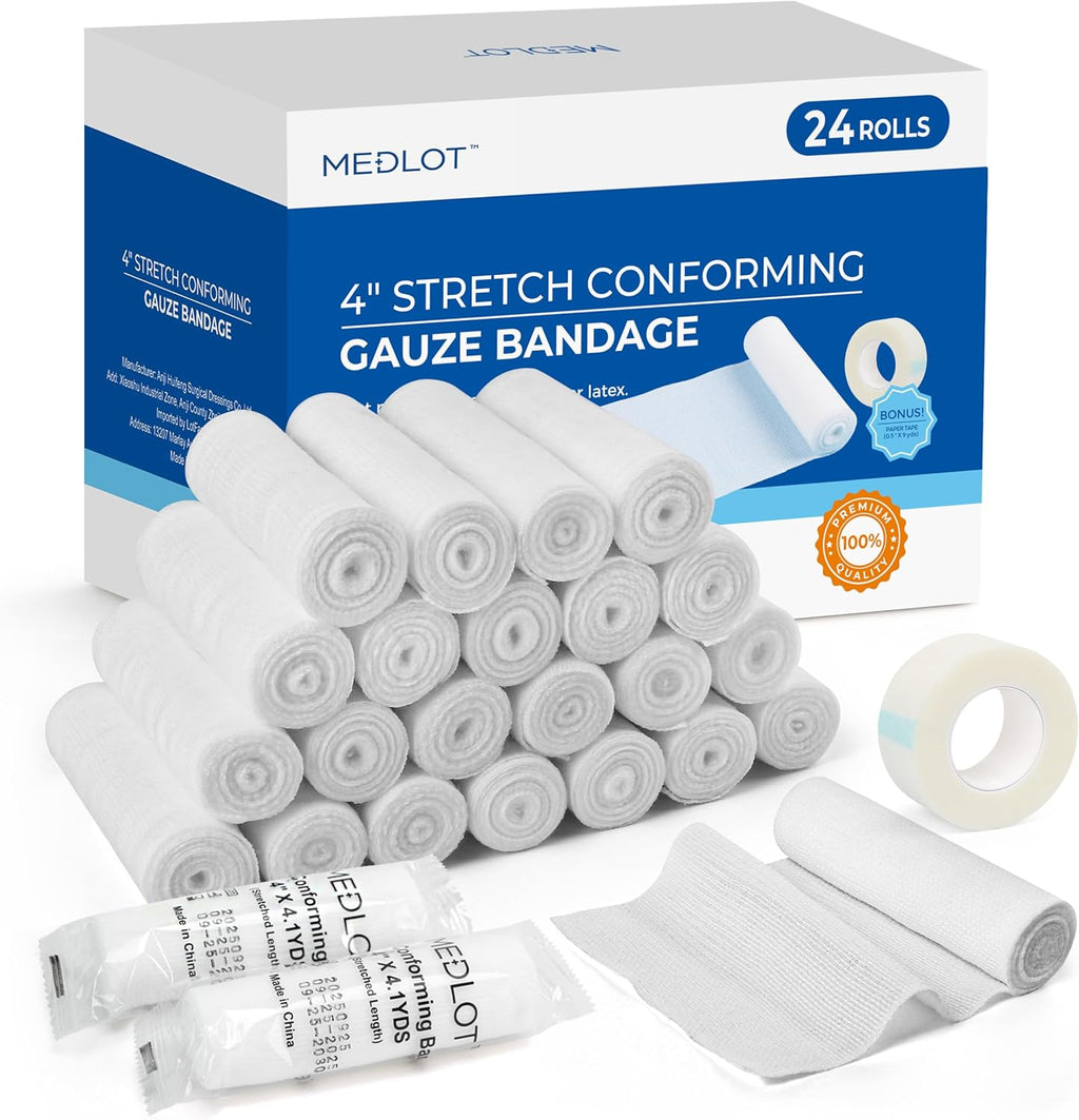 LotFancy Gauze Rolls, 4 Inch x 4.1 Yards, Conforming Stretch Gauze Bandage