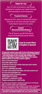 Centrum Complete Multivitamin Supplement, 30 Count | Hot Flash Support Menopause Support Tablets, with Clinically Studied geniVida, Gluten Free, Non-GMO Ingredients