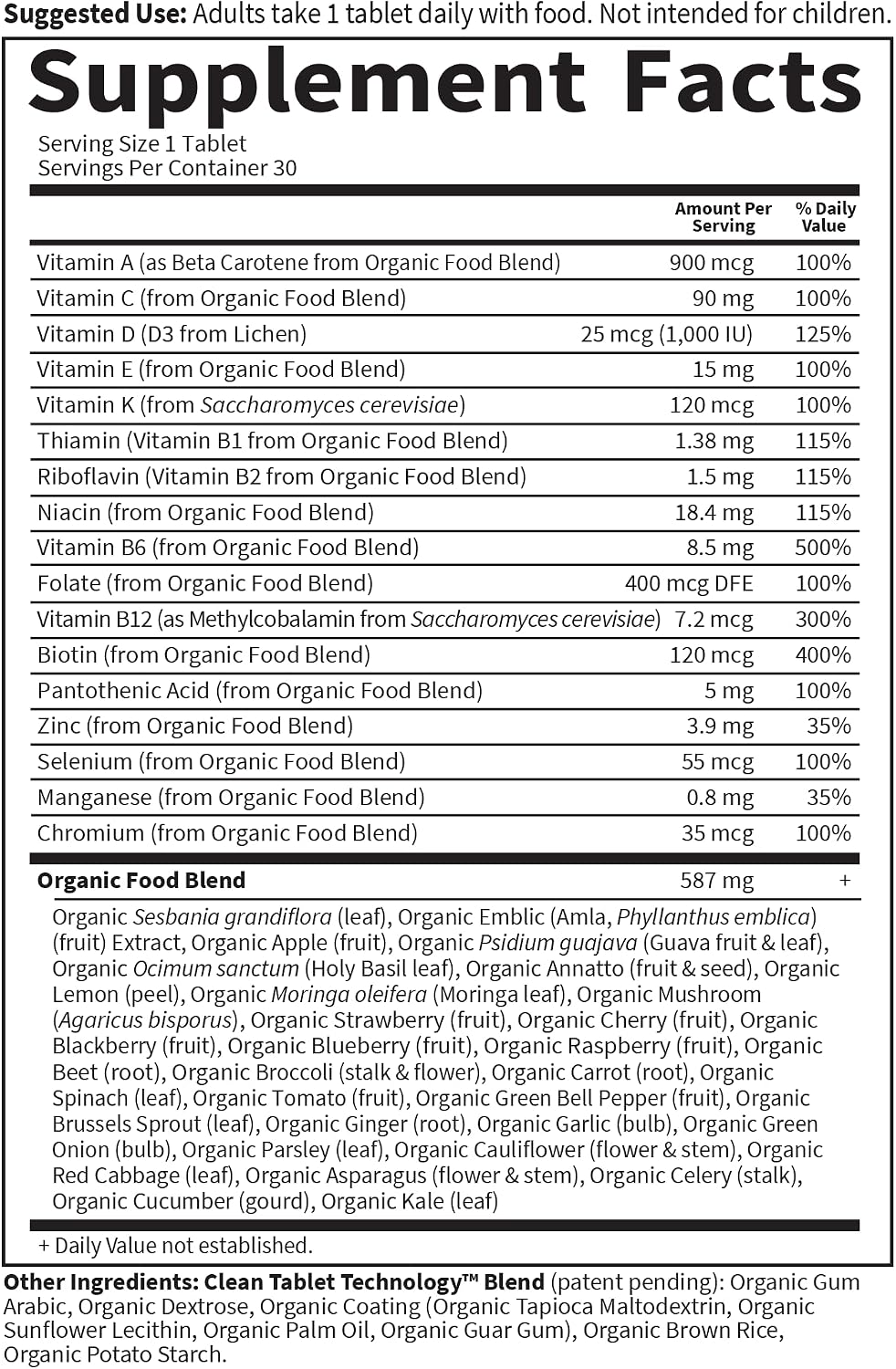 Garden of Life Organics Men's Once Daily Multivitamin, 30 Tablets | Organic Mens Vitamins & Minerals, Vitamin C, Zinc, Vegan, For Health & Well-Being, Whole Food