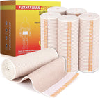 FRESINIDER Premium Elastic Bandage Wrap 5 Inch, 6 Pack, Hook and Loop | Wide 5-Inch Cotton Compression Wrap for Knee, Shoulder and Thigh; Firm Support for Sprains, Swelling and Sports Recovery.
