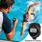 Stopwatch Timer, Digital Stop-Watch for Sports, Black | Multi-function Stopwatch with Single Split/Lap Timing, Button Beep Alarm Clock, Ideal for Coaches Kids PE-teacher