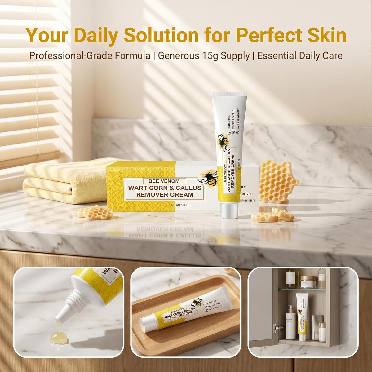 Bee Venom Skin Smoothing Cream – Gently Softens Rough Skin, Calluses & Corns, Moisturizing Body Lotion for Silky, Supple & Comfortable Skin – Gentle Daily Care for Feet, Hands & Body – 15g (0.53 oz)