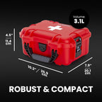 NANUK 904 Waterproof First Aid Kit 110pcs – Durable, Pre-Stocked First Aid Emergency Kit with Bandages, Tick Removal Tool, and More – Dustproof, Impact-Resistant, Floats (10.2" x 7.9" x 4.5") – Red