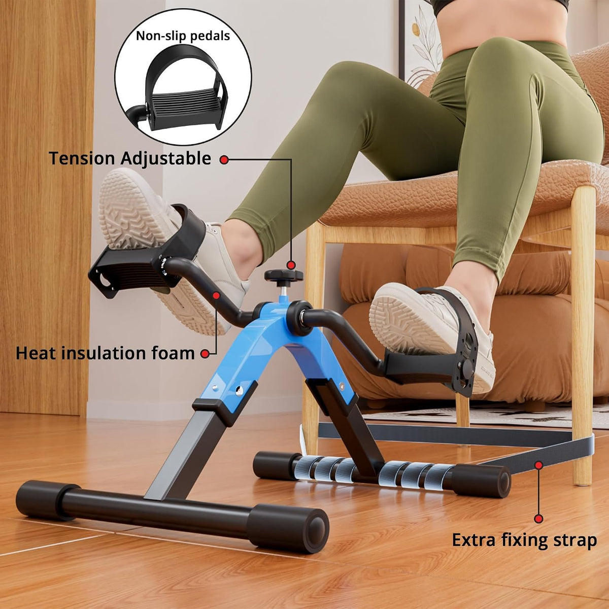 Folding Pedal Exerciser Mini Exercise Bike Under Desk Bike for Arms and Legs Workout, Portable Desk Bike Peddler Machine for Sedentary Officer & Seniors